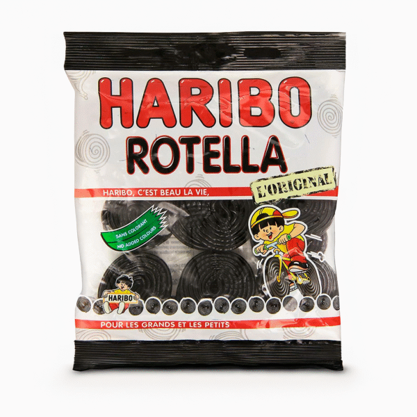 HARIBO Rotella Réglisse Originale lot de 3 sachet 3x175 g — Bonbons à la réglisse noire, goût classique, sans colorants